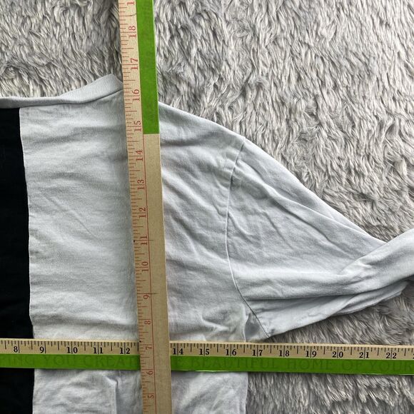 On Fire Shirt Womens Large Black White Love Peace Japanese Anime Crop Top Tie - Picture 7 of 7